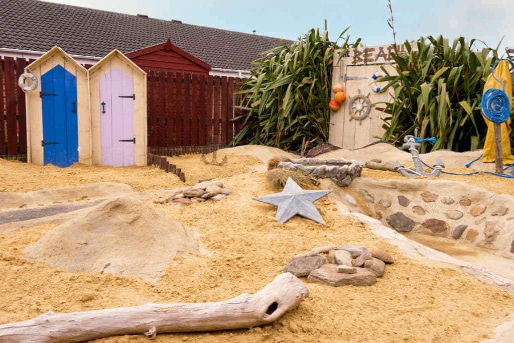 The beach feature in the garden of Appleby Care Home in North Shields.