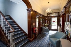 Cranford Care Home Aberdeen, grand entrance hall and stairs.