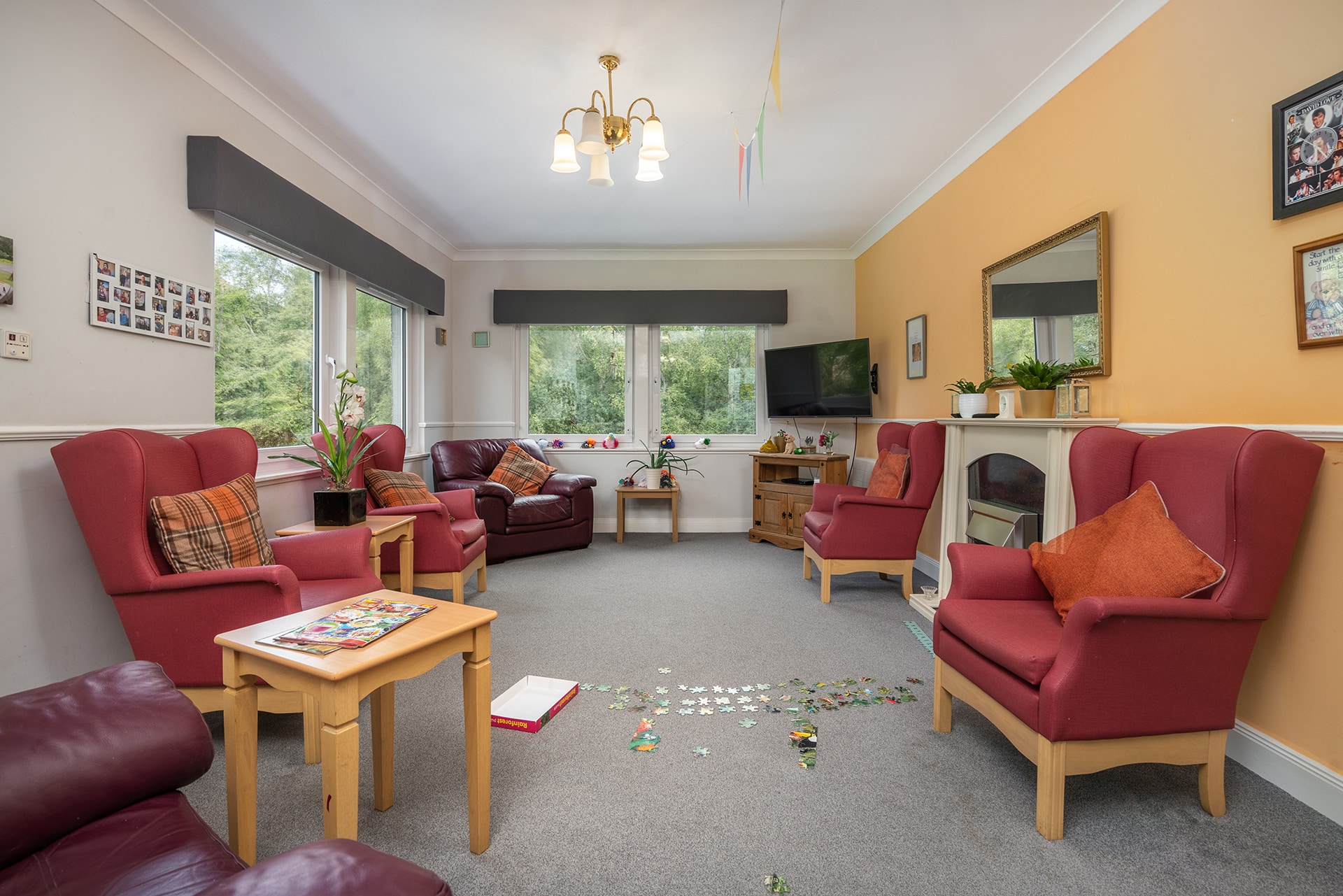 The spacious and personalised lounge situated on the Learning Disability Unit at Muirton House Care Home.