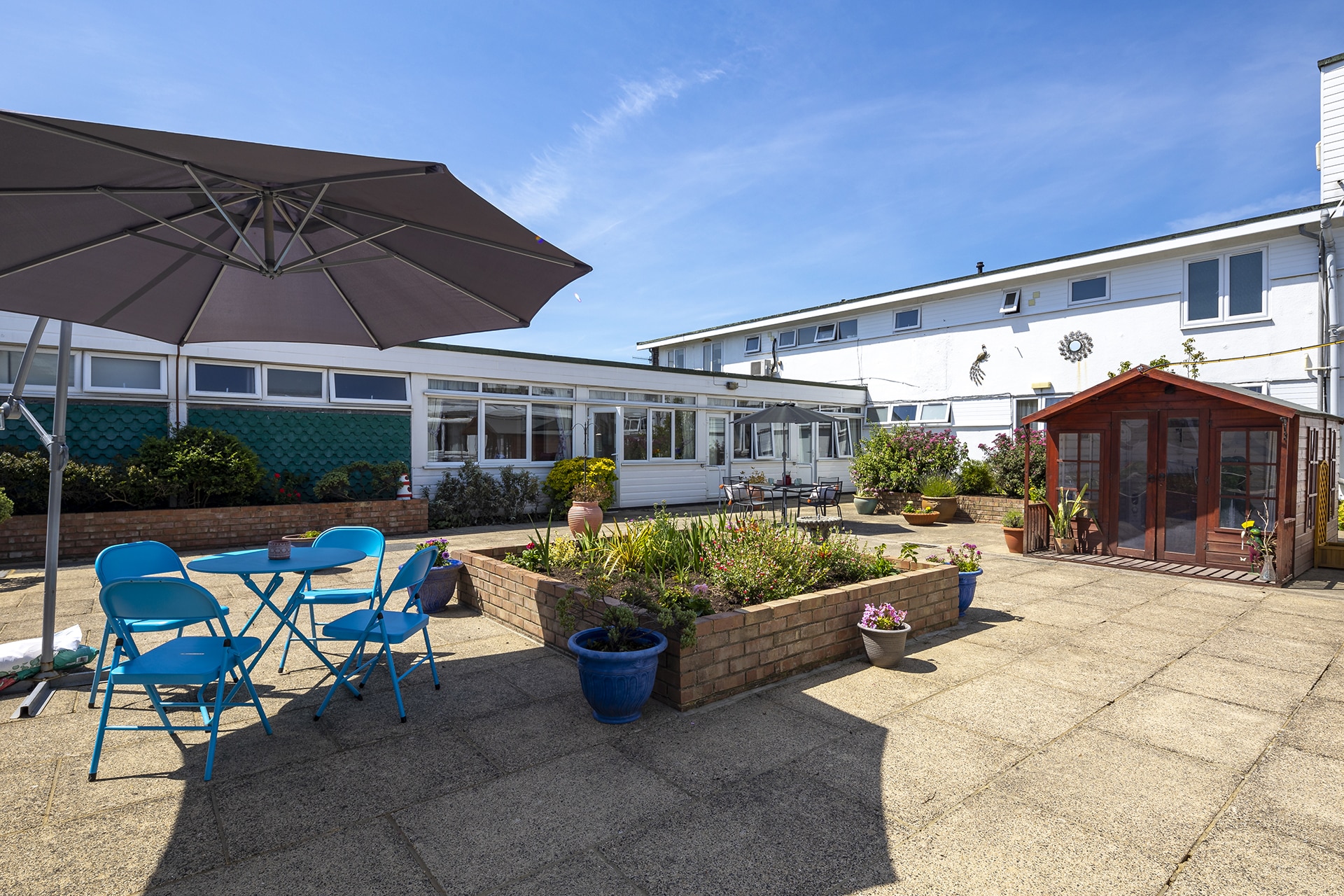 Courtyard at Cavell House Care Home in Shoreham-by-Sea.