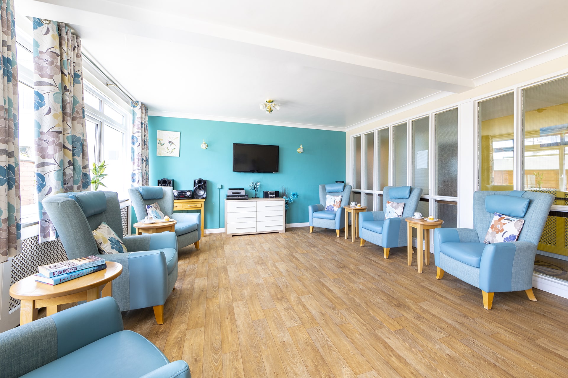 Main lounge at Cavell House Care Home in Shoreham-by-Sea.