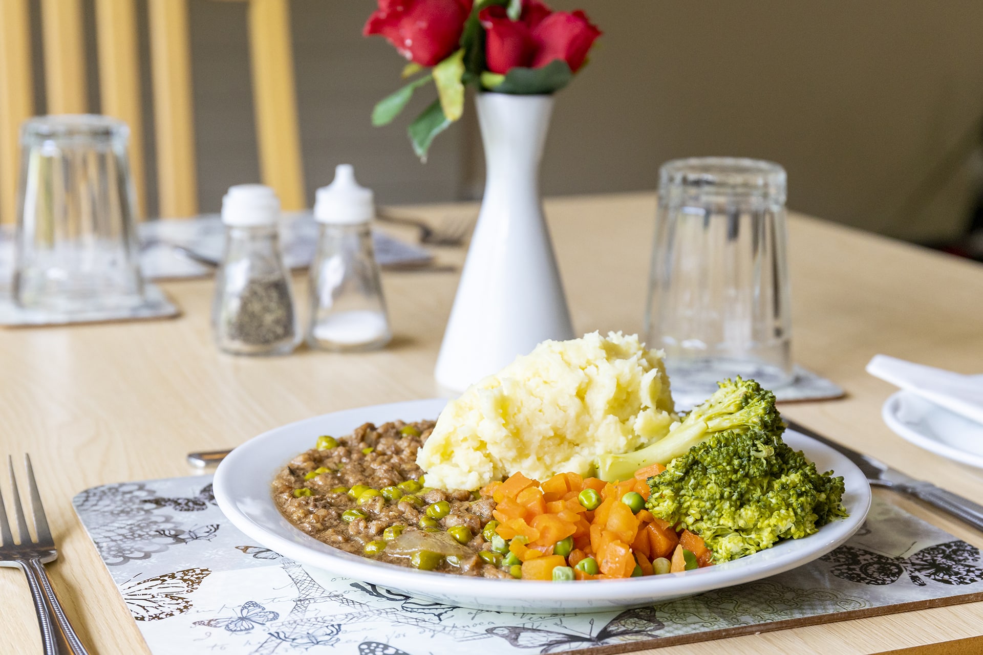 Shepherds pie for lunch at Lily House Care Home in Ely.