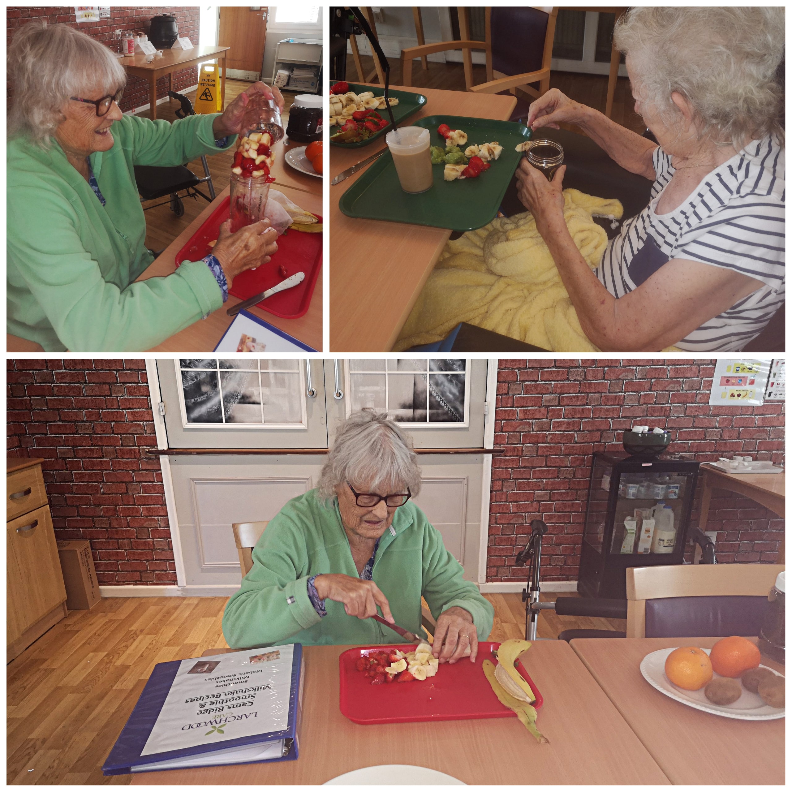 Residents at Cams Ridge Care Home in Fareham try out their new nutrition and hydration station.