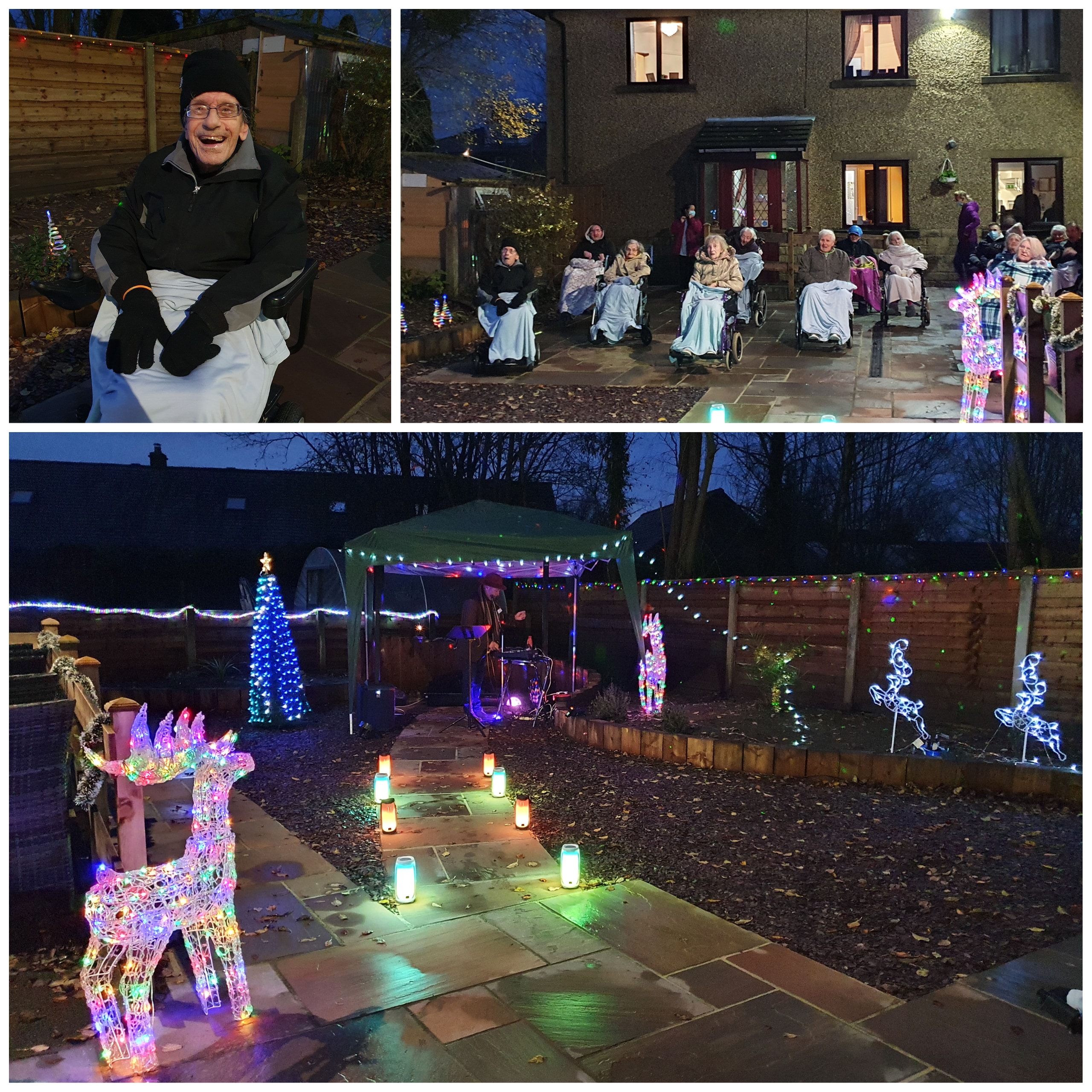 Hope House Care Home residents in Clayton-le-Moors near Accrington enjoy their Christmas light display in the home's garden.