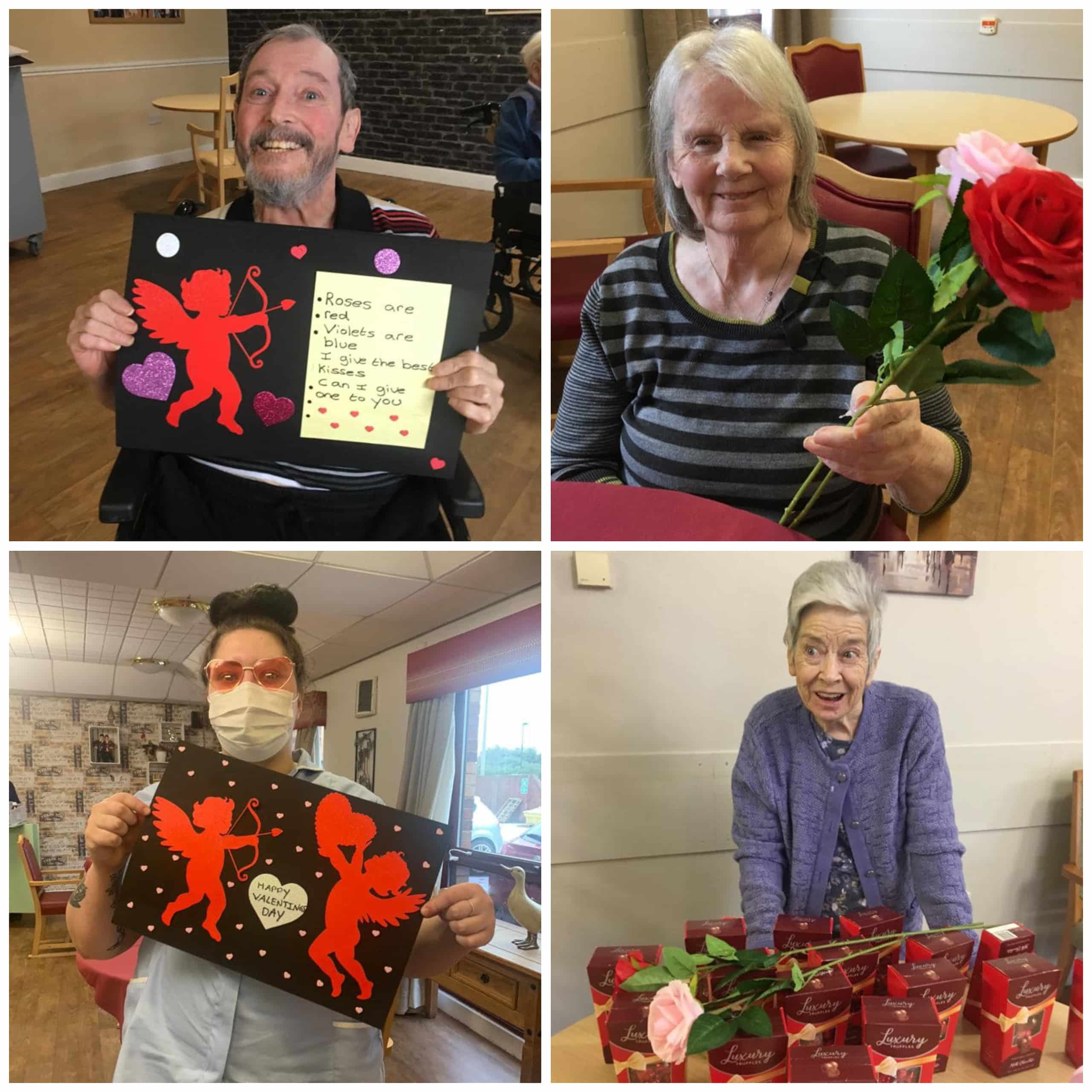 Residents at North Shield-based care home Appleby with their Valentine's Day crafts, chocolates and flowers.