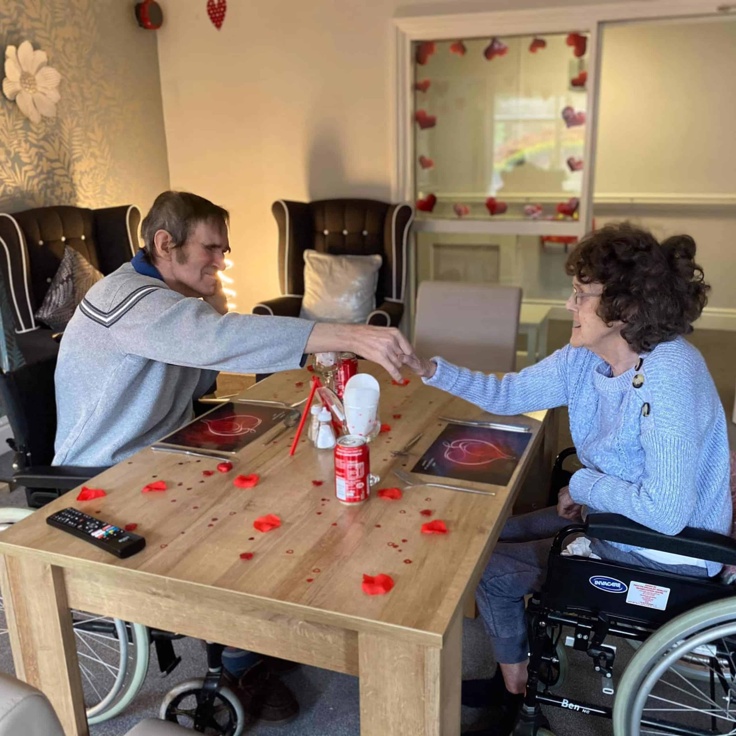 Hope House Care Home residents Patricia and Michael Hill enjoying their private Valentine's Day meal at the home.