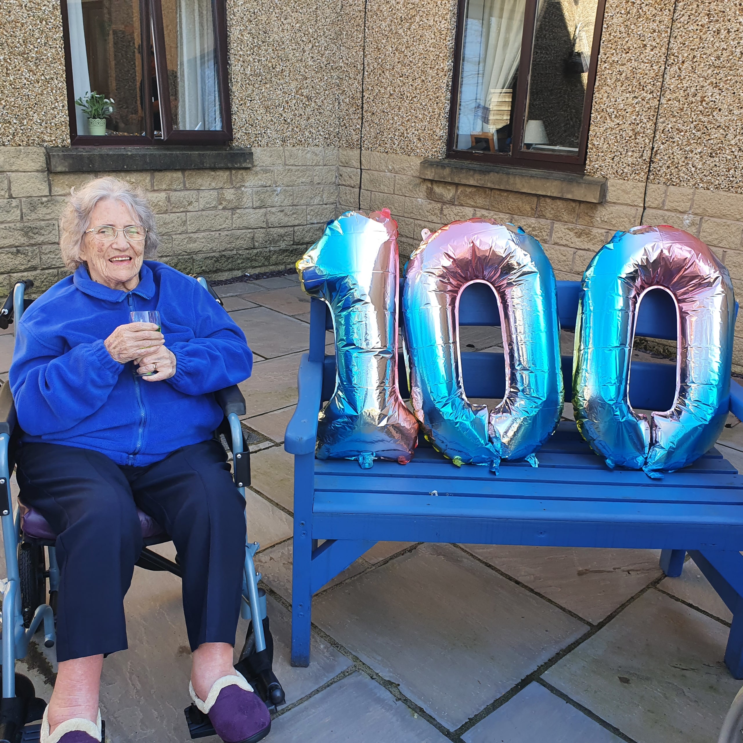 Accrington care home resident Evelyn Corris celebrating her 100th birthday at Hope House.