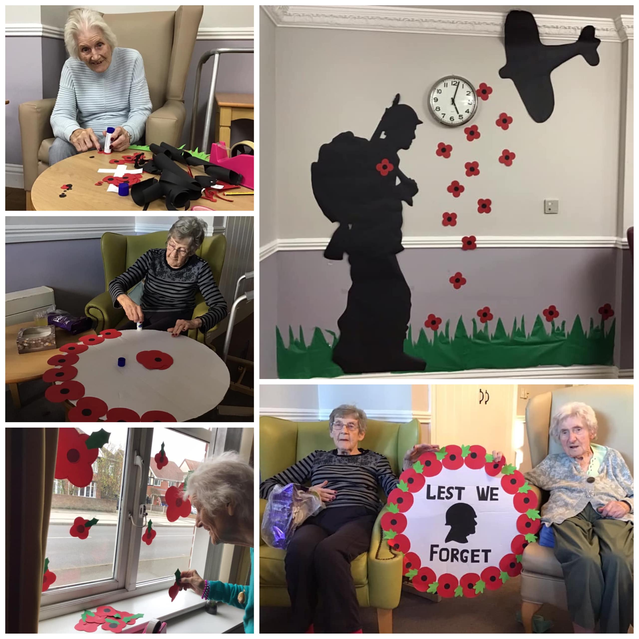 Residents at Swan House care home in Willenhall making poppies and wreaths for their Remembrance displays.