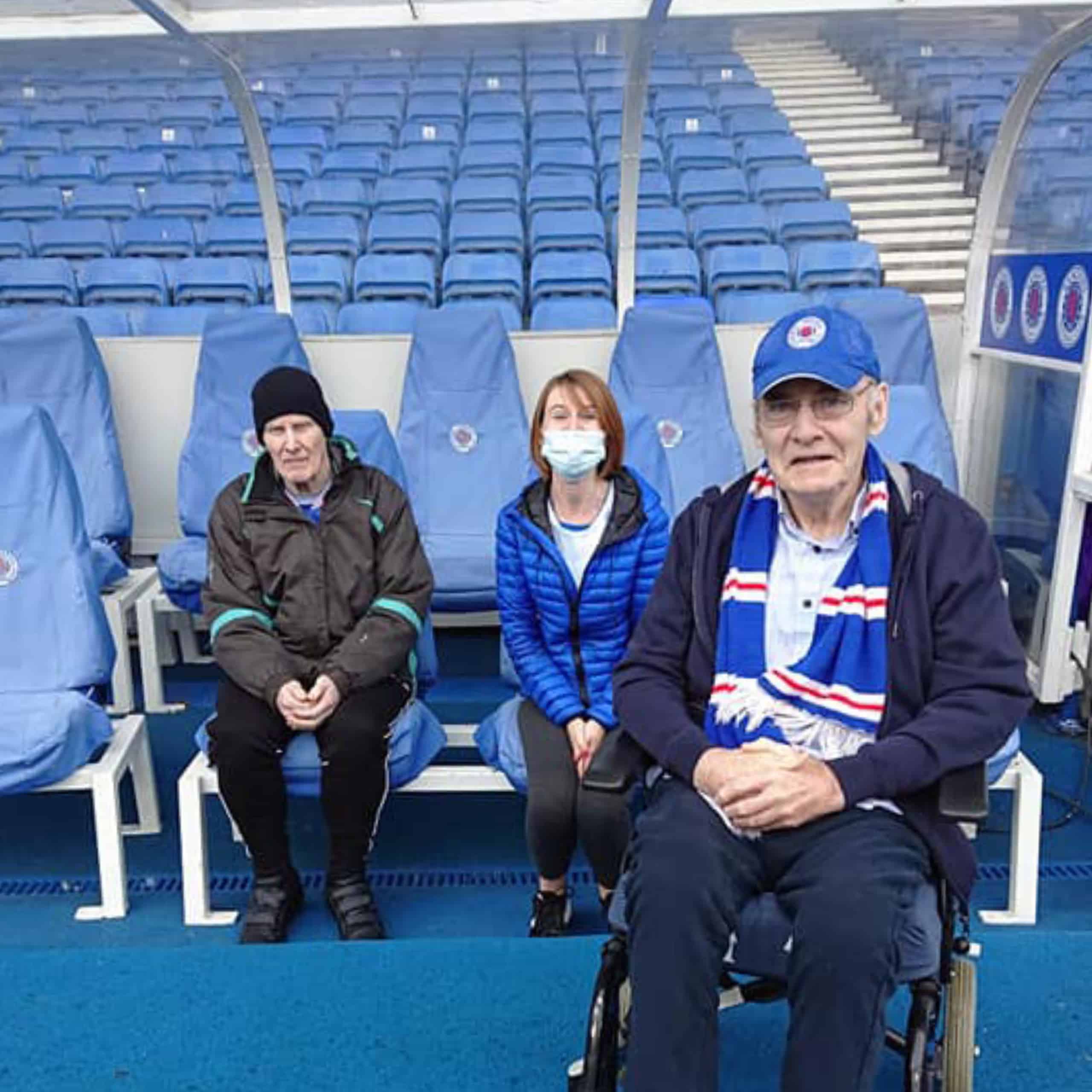 East Renfrewshire Care Home resident Gordon enjoys a day out from his home at Eastwood Court to visit his beloved Ibrox Football Stadium.