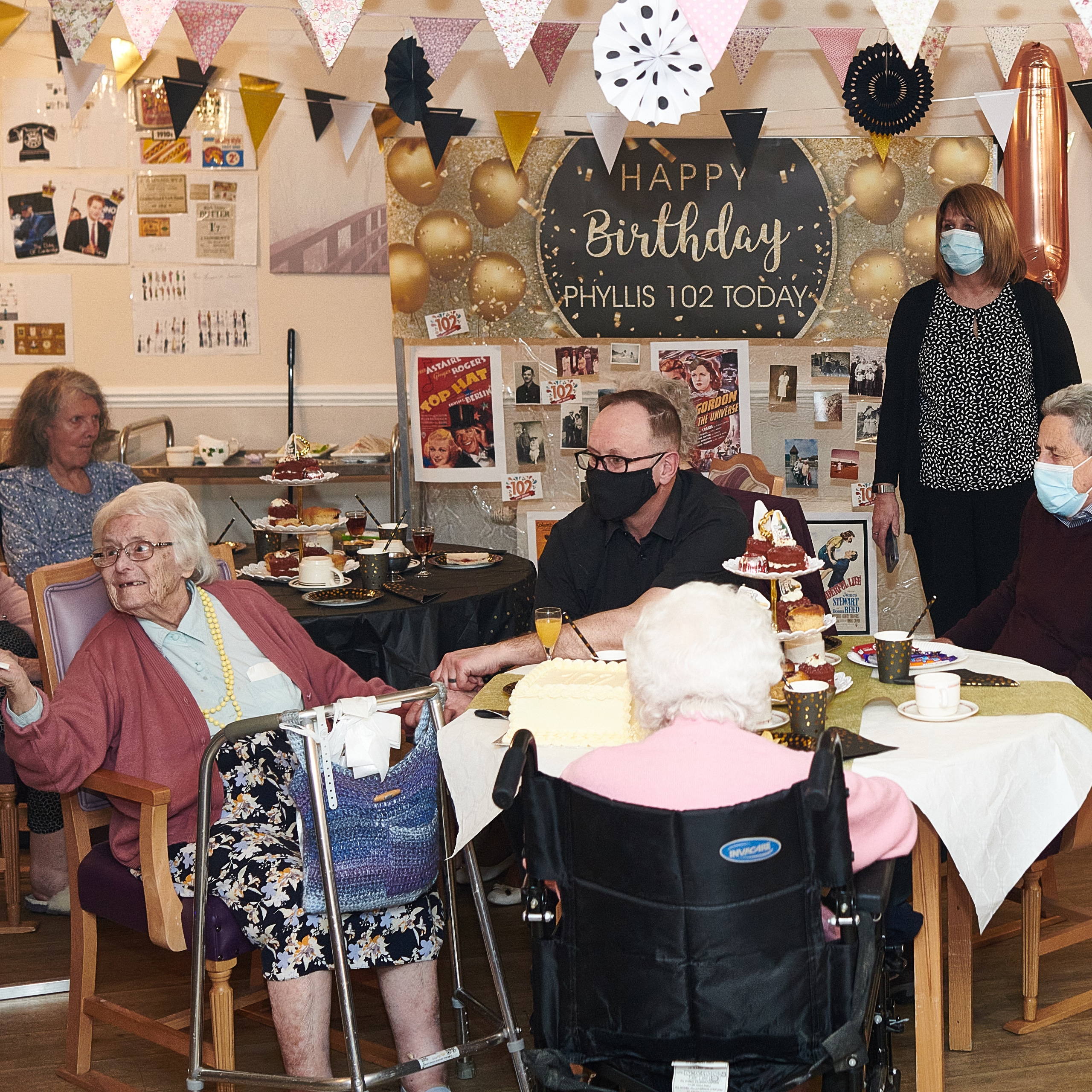 Phyllis Manning, a resident of Alexander Court Care Home in Thetford at her 102nd Birthday celebration at the home.