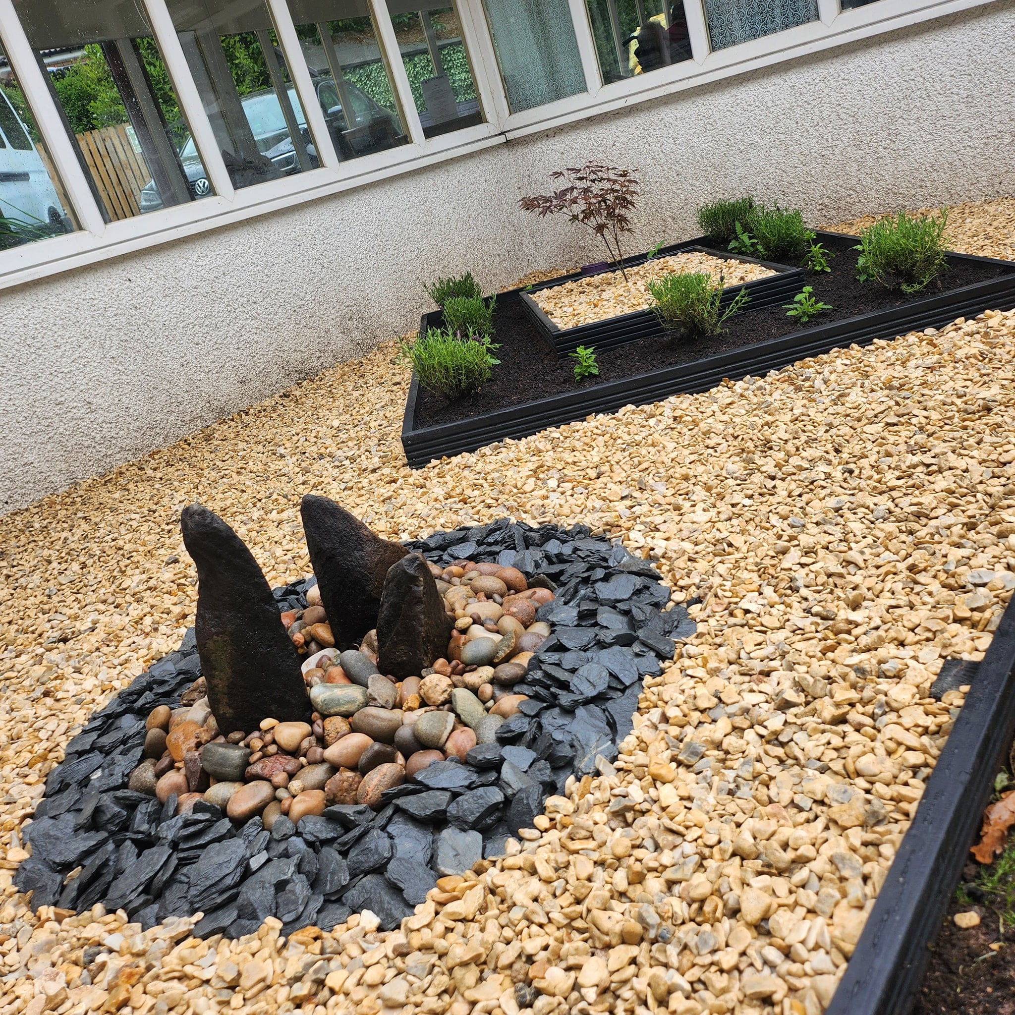 Rockery in sensory garden, close-up