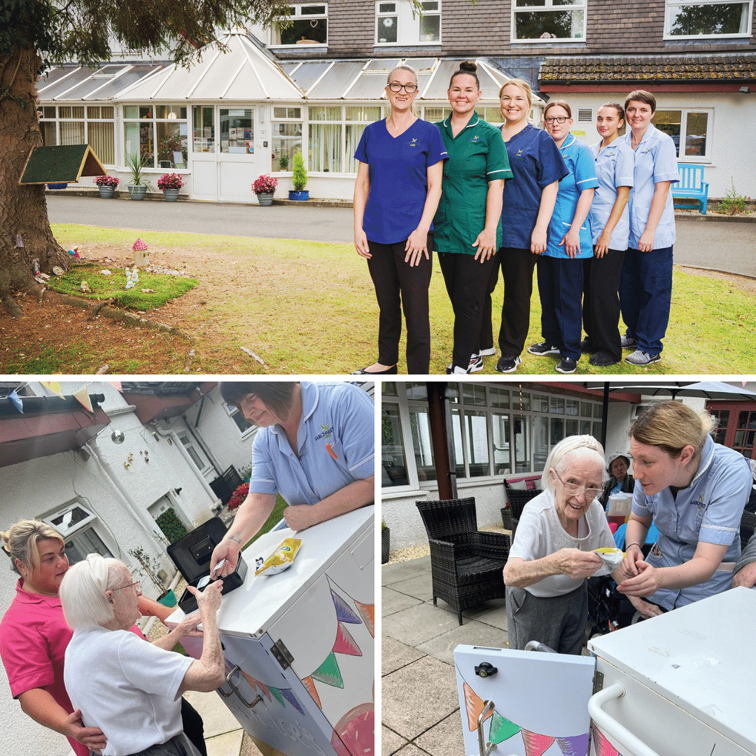 Images of a resident hosting the new tuck shop trolly